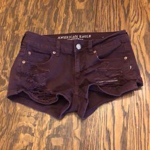 American Eagle maroon jean shorts